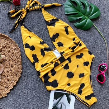 MissyChilli Seksualus apynasrio tuščiaviduriai iš bodycon bodysuit Leopardas spausdinti maudymosi kostiumėliai, vienas gabalas kostiumas Moteriška vasaros bodysuit maudymosi kostiumas