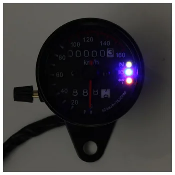 Motociklo Dual Oeter Speeeter Indikatorius LED Backlight km/h 12V Juoda