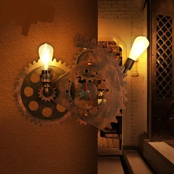Tourbillon Sieniniai Šviestuvai pavara, galima įjungti šviesą grąžinantys dekoratyvinis apšvietimas American retro kavinė baras gyvenimo kambario sienos šviesiai LU80257