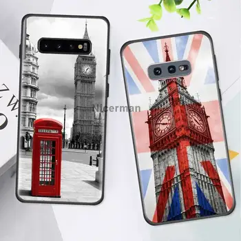Vėliavos JK Londono Big Benas Atveju, Samsung Galaxy S10 S20 5G S8 S9 Plus S10e S7 Pastaba 10 9 8 Juodas Silikoninis Telefono Coque Rudenį