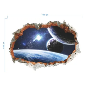 3d Kosmoso Planetos Lango Galaxy Žvaigždžių Spalvotas Sienos Meno, Lipdukas, Decal, Dekoratyvinis Vaikams vaikų Darželio Berniukų Miegamasis Dekoro Karšto Plakatas