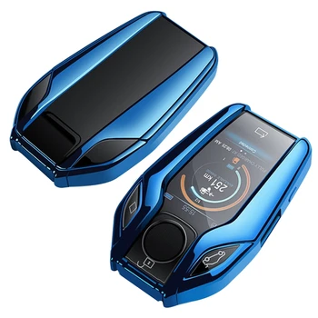 TPU Automobilis Visiškai Klavišą Padengti LCD Nuotolinio Rakto Pakabuku Atveju gaubtas, skirtas BMW 7 Serijos 740 6 Serijos GT 5 Series 530I X3(Mėlyna)