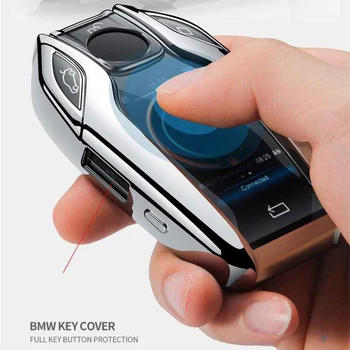 TPU Automobilis Visiškai Klavišą Padengti LCD Nuotolinio Rakto Pakabuku Atveju gaubtas, skirtas BMW 7 Serijos 740 6 Serijos GT 5 Series 530I X3(Mėlyna)