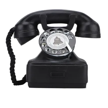 Derva Vintage Retro Senovinis Telefonas Laidiniu Telefonu Namų Stalo Puošimas Ornamentais Nuotrauka Rekvizitai ekologiškos dovanos
