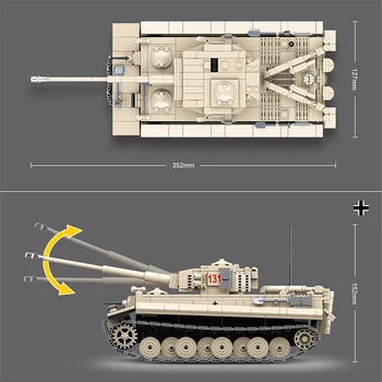 Karinis Tankas Serijos Tiger Tank 131 Ginklas Bakas Blokai Techninės Kariuomenės, Policijos, Kareiviai, Tankai Plytų Vaikams, Žaislas, Vaikas Dovana