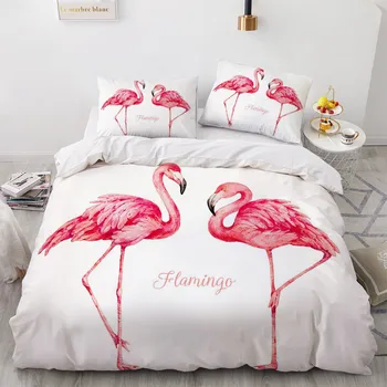 Paprasta Patalynės Komplektai 3D Flamingo Antklodė Antklodė Padengti Nustatyti Šalikas Patalynė Užvalkalas Karalius ir Karalienė Visą Dvigubai 240x220cm Dydis