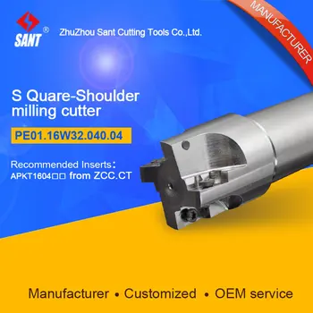 Zhuzhou Sant Pjovimo frezavimo cutter su 90degree EMP01-040-XP32-AP16-04/PE01.16W32.040.04 Mached karbido įterpti APKT160408