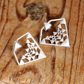 Diamond Geometrijos Įrašą Priekiniai ir Atgal Kartu Trikampis Stud Bohemijos Paprasta Auskarai Moterims, bižuterijos Kalėdų Dovana