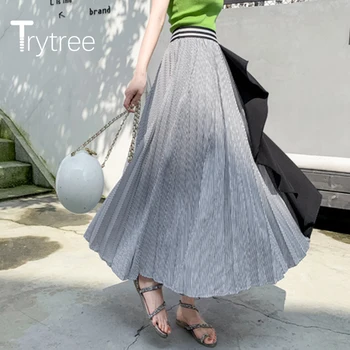 Trytree 2020 M. Pavasario Vasaros Moterų Atsitiktinis Sijonas Kratinys Raukiniai Nereguliarus Mados Elegantiška, Elastinga Juosmens Universalūs Stiliaus Sijonas