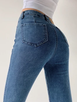 Europos ir amerikos seksualus liesas hip naujas light blue aukšto juosmens džinsai moterų persikų klubo širdies-kėlimo mašinos kelnės