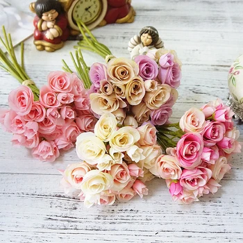 Prancūzijos 18 vadovai Šilko Rožė Dirbtinės Gėlės Gėlių Puokštė Netikrą Rožių Gėlių Valentino Diena, Vestuvių Stalo Dekoracija Gėlės