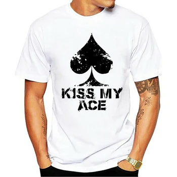 2021 Laisvalaikio Mados medvilnės O-kaklo marškinėliai Drabužių Juokinga Pokerio Kiss My Ace Kortų Žaidimas, Kastuvai