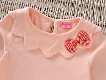 2019 m. Rudenį merginos long sleeve T-shirt korėjos kūdikių dugno marškiniai, vaikiški drabužiai nėrinių lėlės apykaklės marškinėliai, 2-7 metai