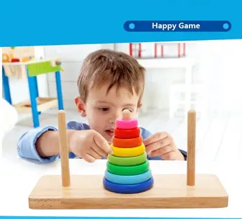 Vaivorykštės Spalvų Bokštas Hanojus Švietimo Mediniai Žaislai, Klasikinės Matematinės Dėlionės Žaislas Vaikams, siekiant Plėtoti Žvalgybos,