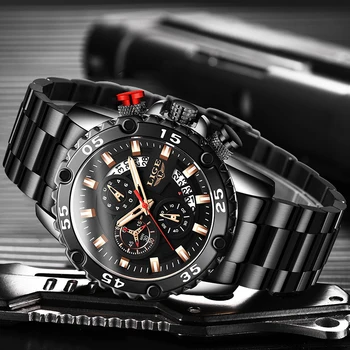 Naujas Vyrų Laikrodžiai LIGE Top Brand Prabangos Sportas Vandeniui Chronograph Vyrų Nerūdijančio Plieno Laikrodis Vyrams Relogio Masculino