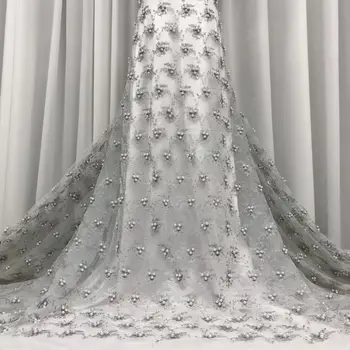 BEAUTIFICAL prancūzijos ju raišteliais nigerijos vestuvių siuvinėjimas karoliukais tiulio tinklelio nėriniai afrikos nėrinių 2020 ML5N698