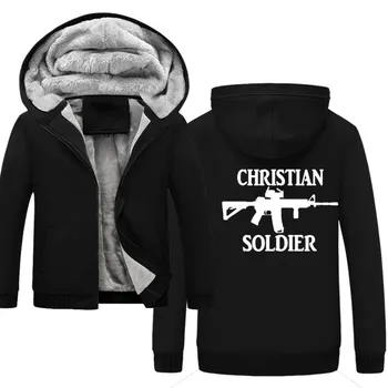 Christie Kareivio Ginklas šautuvas žiemos Striukė Palaidinės Tirštėti Hoodie Kailis Laisvalaikio megztiniai vyrų hoodie streetwear