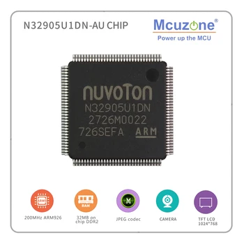 N32905U1DN, NUVOTON ARM926 branduolys pagrįstas Soc, su chip 32MB DDR, USB, LCDC, CMOS sąsaja, JPEG kodekas, QFP128