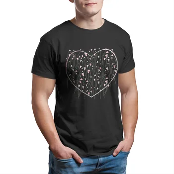 Vyriški T-shirt Rožės širdies Spausdinimo Mados Vintage marškinėliai 39476