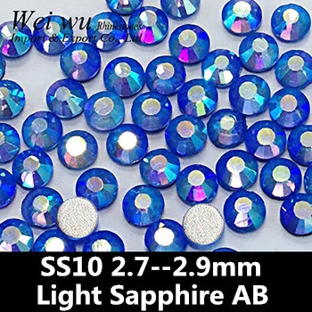 SS10 Light Sapphire AB 1440pcs Pigiausia Stiklo Akmenų Flactback Kristalai Nagų Dailės Cirkonio
