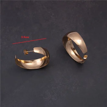 Derliaus Visoje prancūzijos aukso hoopas auskarai moterims, nerūdijančio plieno pusė apskritimo aukštos poliruoto minimalistiniai auskarai rudenį, žiemą
