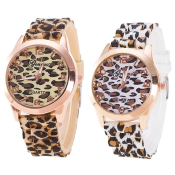 Ženevos Prekės Ženklo Mados Leopard Ponios Žiūrėti Kvarcinis Analoginis Riešo Žiūrėti Silikono Dirželis Moterų Laikrodžiai, Prabangūs Zegarek Damski Reloj