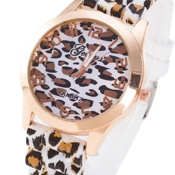 Ženevos Prekės Ženklo Mados Leopard Ponios Žiūrėti Kvarcinis Analoginis Riešo Žiūrėti Silikono Dirželis Moterų Laikrodžiai, Prabangūs Zegarek Damski Reloj