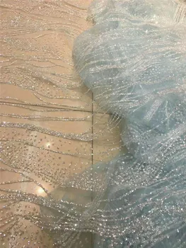 Banga dizainas Indija klijuojami blizgučiai Tiulio blizgučiai nėrinių audinys, nėrinių priedai Vestuvių suknelė drabužius YG-265