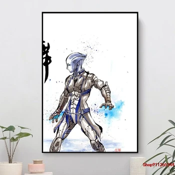 Mass Effect Liara Sumie stiliaus su Japonų Kaligrafija Sienos Menas Drobė Spausdinti Šilko Audinys Sienos plakatus Dekoro Lipduko Šviesus