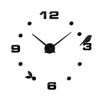 Lipni Sieniniai Laikrodžiai Didelis Sieninis Laikrodis Skaitmeninis 3D Didelės apimties Sieninis Laikrodis Namų Puošybai Modernaus Stiliaus, Kaip Gimtadienio Dovana Juoda