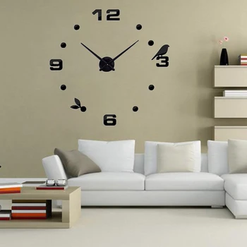 Lipni Sieniniai Laikrodžiai Didelis Sieninis Laikrodis Skaitmeninis 3D Didelės apimties Sieninis Laikrodis Namų Puošybai Modernaus Stiliaus, Kaip Gimtadienio Dovana Juoda