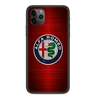 Alfa Romeo automobilių logotipą, Telefono dėklas Skirtas iphone 4, 4s, 5 5S SE 5C 6 6S 7 8 plus X XS XR 11 PRO MAX 2020 juodas bamperis minkštas atgal prabanga