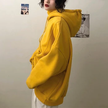 Hoodies Moteris Rudens-Žiemos Mados Korėjos Stiliaus Atsitiktinis Ulzzang Aukštos Kokybės Streetwear Minkštas Purus Kietas Moteriški Drabužiai