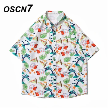 OSCN7 Atsitiktinis Atspausdintas Trumpas Rankovės Marškinėliai Vyrams Gatvės 2021 Havajai Paplūdimio Negabaritinių Moterų Mados Harujuku Marškinėliai Vyrams 9528