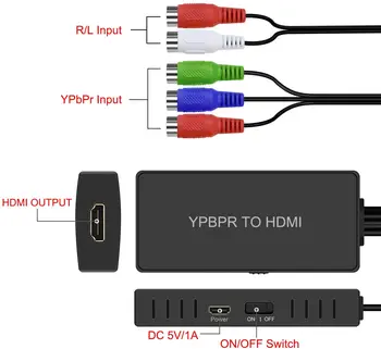 HDMI 5RCA RGB YPbPr Su Component Vaizdo Kabelis Paramos 1920 x 1080P HDMI Component YPbPr