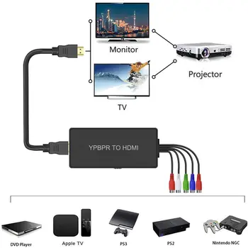HDMI 5RCA RGB YPbPr Su Component Vaizdo Kabelis Paramos 1920 x 1080P HDMI Component YPbPr