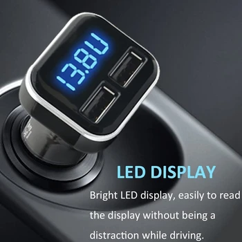 Automobilinis Įkroviklis Voltas Metrui Automobilio Akumuliatoriaus Monitorius su LED Įtampos & Amperų Ekranas, 