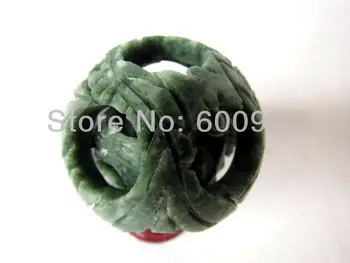 Nuostabus Carven 3 Sluoksnių Kamuolys Green Jade Įspūdį Ball Sferoje geomanticheskih ženklas Papuošalai