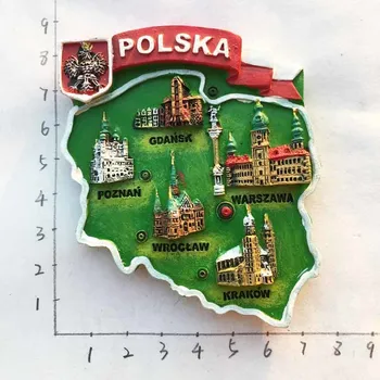 Lenkijos Vietos orientyrai Turistinių Žemėlapių Turizmo Atminimo Šaldytuvas Magnetas 3D Šaldytuvas Magnetas Lipdukas Kelionių Suvenyrų Dekoravimas