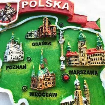 Lenkijos Vietos orientyrai Turistinių Žemėlapių Turizmo Atminimo Šaldytuvas Magnetas 3D Šaldytuvas Magnetas Lipdukas Kelionių Suvenyrų Dekoravimas