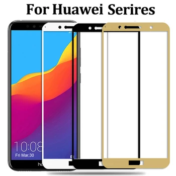 Visiškai Padengti Grūdinto Stiklo Huawei Honor 7C Pro 7C 5.7 colių AUM-L4 7S Y6 Premjero 2018 Screen Protector Kino Garbę 7A AUM-29 7X