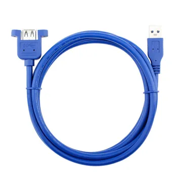 USB 3.0 Vyrų ir Moterų ilgiklis su Panel Mount varžtai, mėlyna spalva