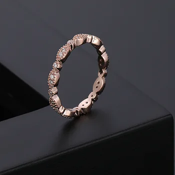 Prabangūs moteriški Rose Gold Crystal Cirkonis Žiedas Lediniame Iš Žiedas Dizainas Manifestas Žiedas Vestuvinis Žiedas Vestuvių Juostoje Bauda Papuošalai