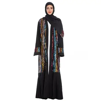 Prabanga Musulmonų Siuvinėjimo Abaja Blizgančiais Maxi Dress Ilga Skraiste, Chalatai Arabų Megztinis Kimono Jubah Artimųjų Rytų Ramadanas Eid Islamo