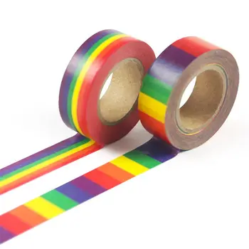 1PC Naujas Rainbow Washi Tape mokyklinės prekės, Raštinės reikmenys Juosta 