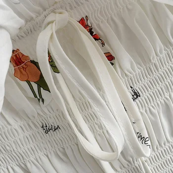Foridol Derliaus Moterys Vasarą Boho Suknelė Atsitiktinis Linijos, Paplūdimio Trumpos Suknelės Baltas Mini Sundress Aikštėje Apykaklės Retro Suknelė