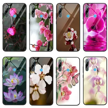 Grūdintas Stiklas Telefono dėklas Padengti Xiaomi Redmi 4 Pastaba 4X 5A 5S 6X 7 7A 8 8A 9 SE A1 A2 Lite Plus Krepšiai Gražių Orchidėjų Žiedų