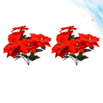 2VNT Modeliavimas Raudona Poinsettia Krūmų Kalėdų Gėlės, Puokštės Dirbtinės Kalėdų Eglutės Puošmena, Papuošalai Kalėdų Namuose