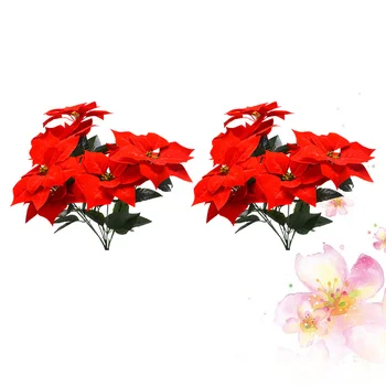 2VNT Modeliavimas Raudona Poinsettia Krūmų Kalėdų Gėlės, Puokštės Dirbtinės Kalėdų Eglutės Puošmena, Papuošalai Kalėdų Namuose