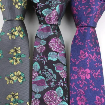 Naujas 6cm Necktie Ryšius Vyrų Vestuvių Suknelė Necktie Poliesteris Žakardo Siauras Gėlių Atsitiktinis Slim Cravate